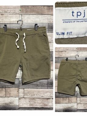 TPJ Slim Fit Drawstring Shorts Men’s 36 (XL) Green (Inseam 7)